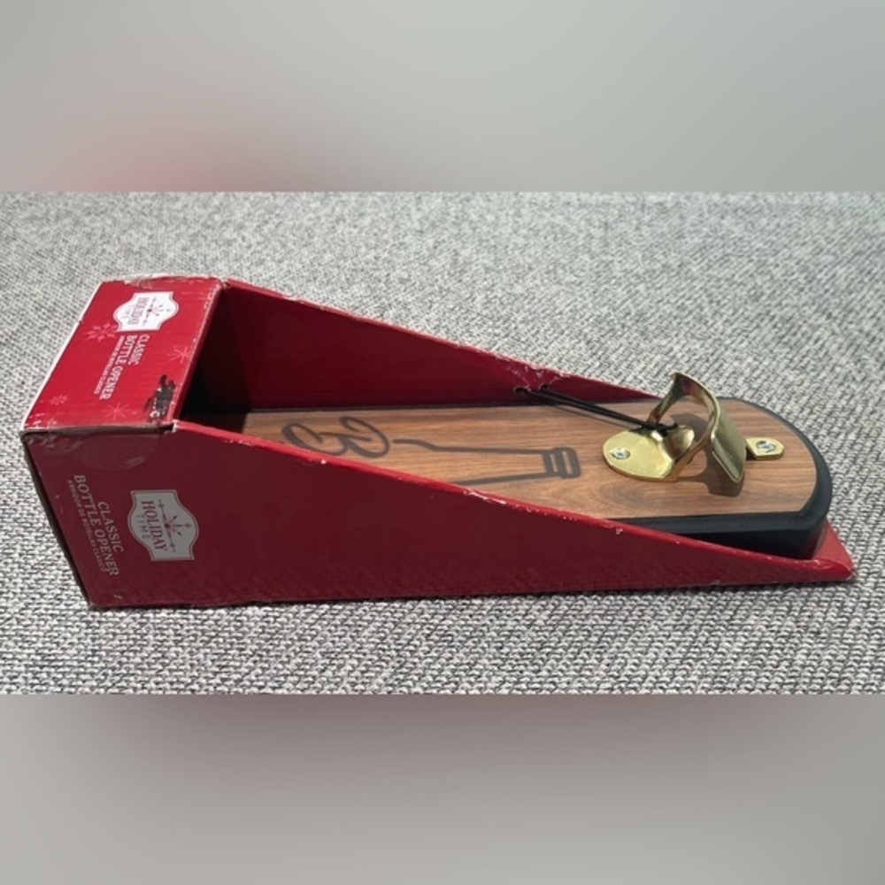 Holiday Time - Wood Brown and Gold Bottle Opener Wall Decor